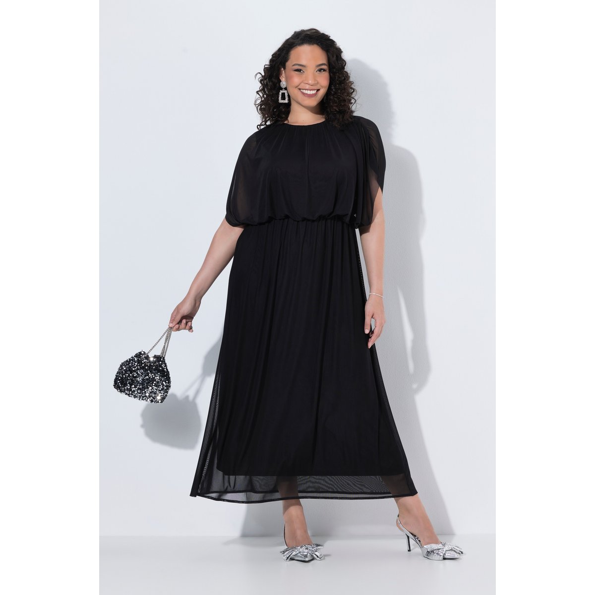 Robe longue sans manches, haut « ballon » noir, ULLA POPKEN