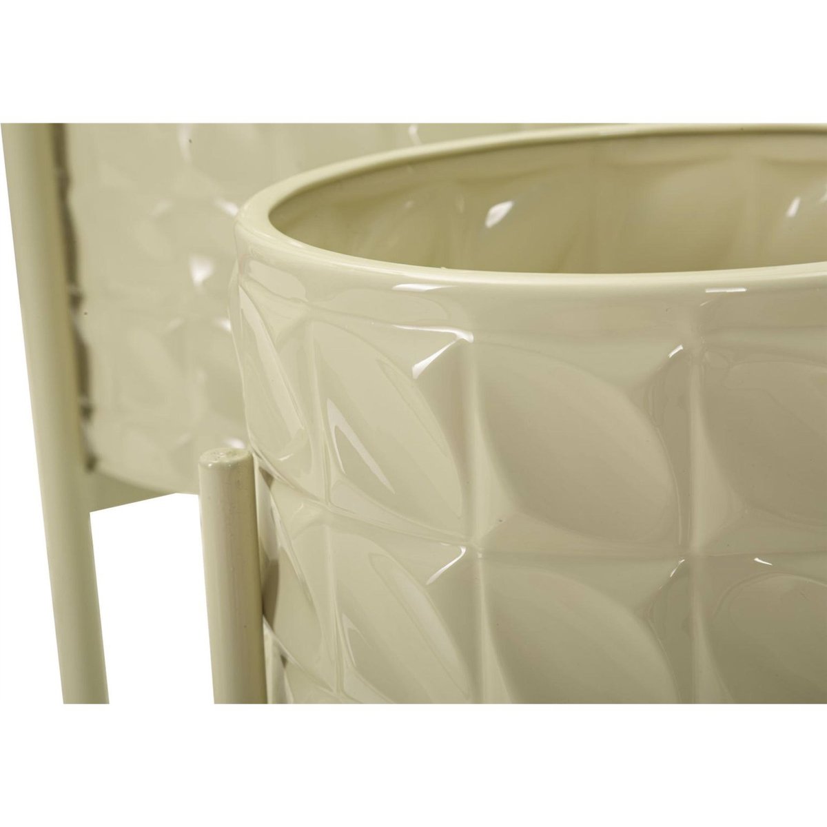 Cache-pots en fer texturé lot de 3 MODERN crème, RECOLLECTION