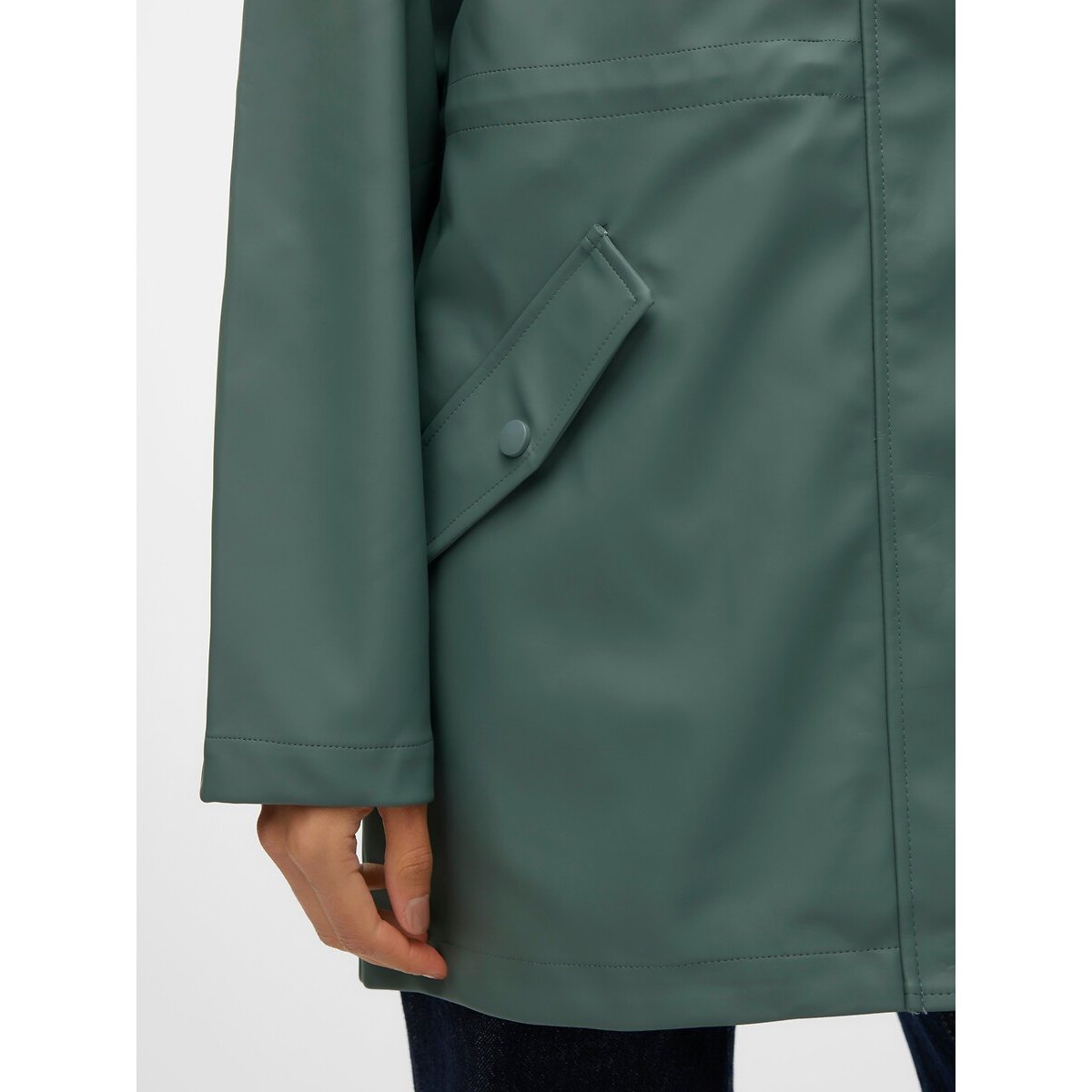 Impermeável com capuz, comprimento médio verde, VERO MODA