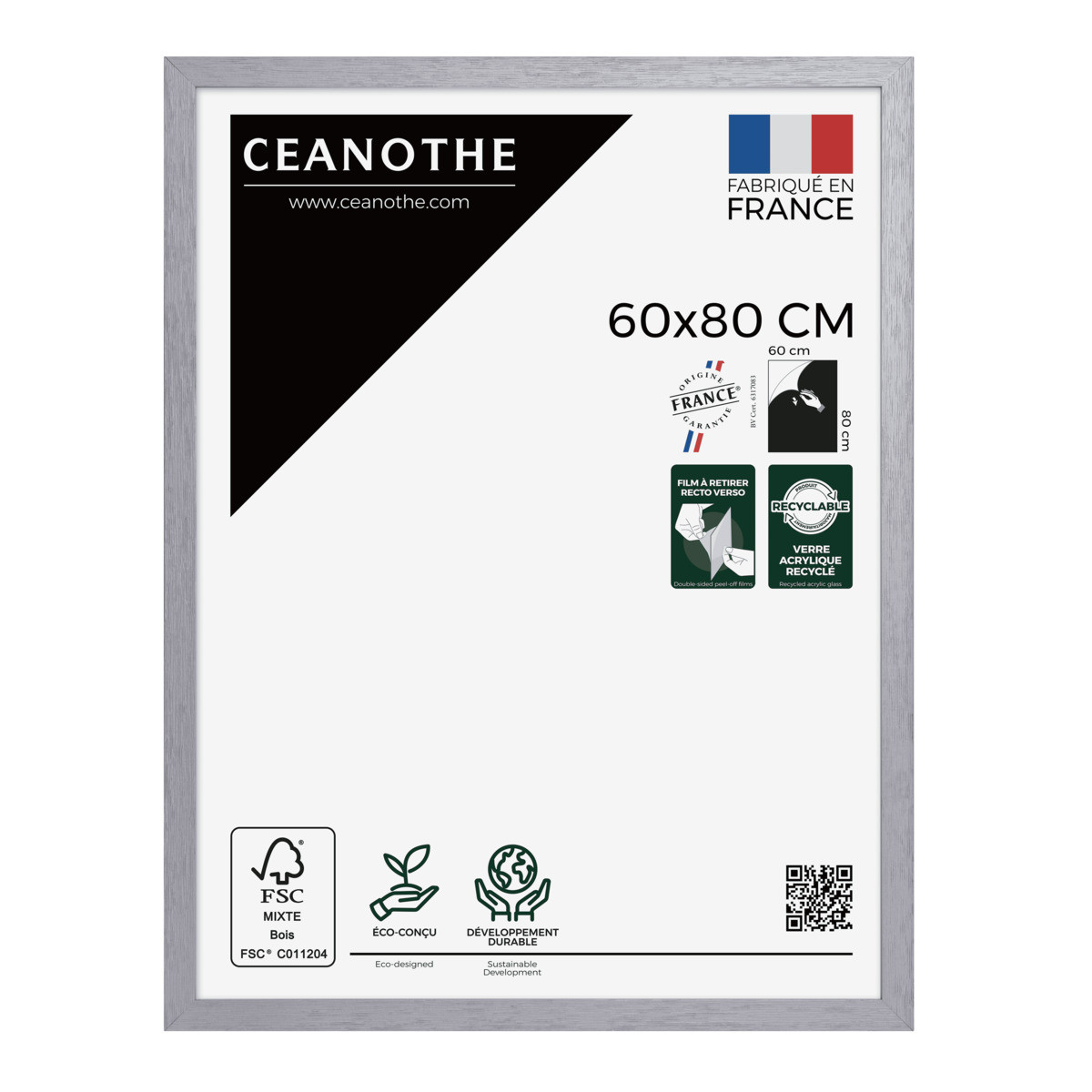 Cadre Photo En Bois Reconstitué Fsc KARMA gris, CEANOTHE