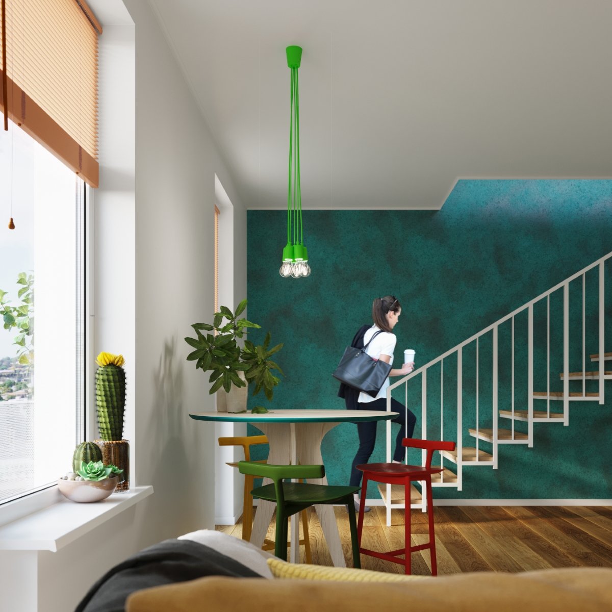 Suspension PVC Vert E27 5 Diego vert, EDEN