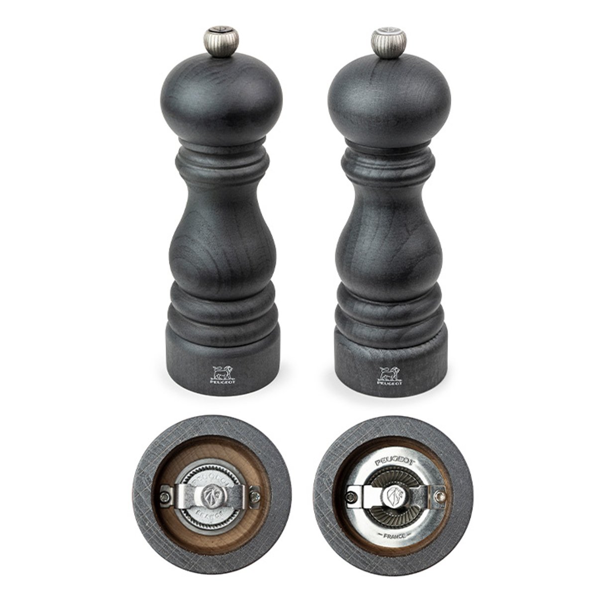 Duo de moulins à poivre et à sel manuels en laqué noir, PEUGEOT