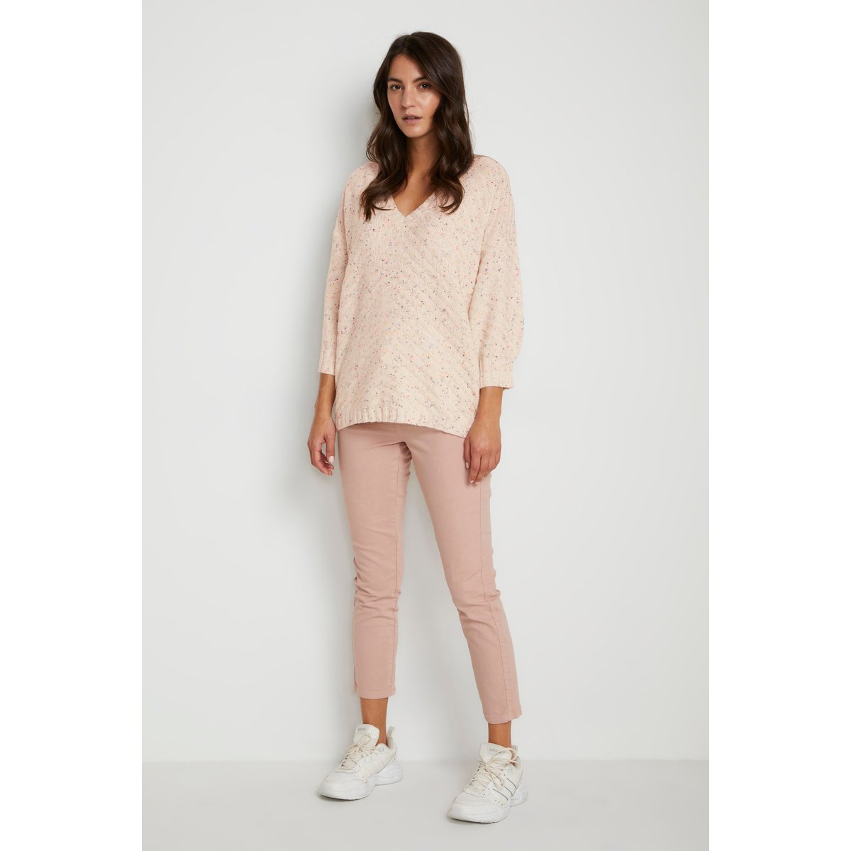 Pullover tricoté beige crème brûlée melange multi dot, KAFFE