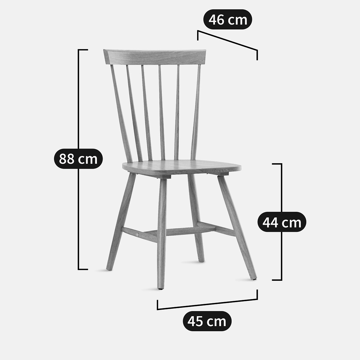 Chaise à barreaux hévéa massif, Jyko naturel, LA REDOUTE INTERIEURS