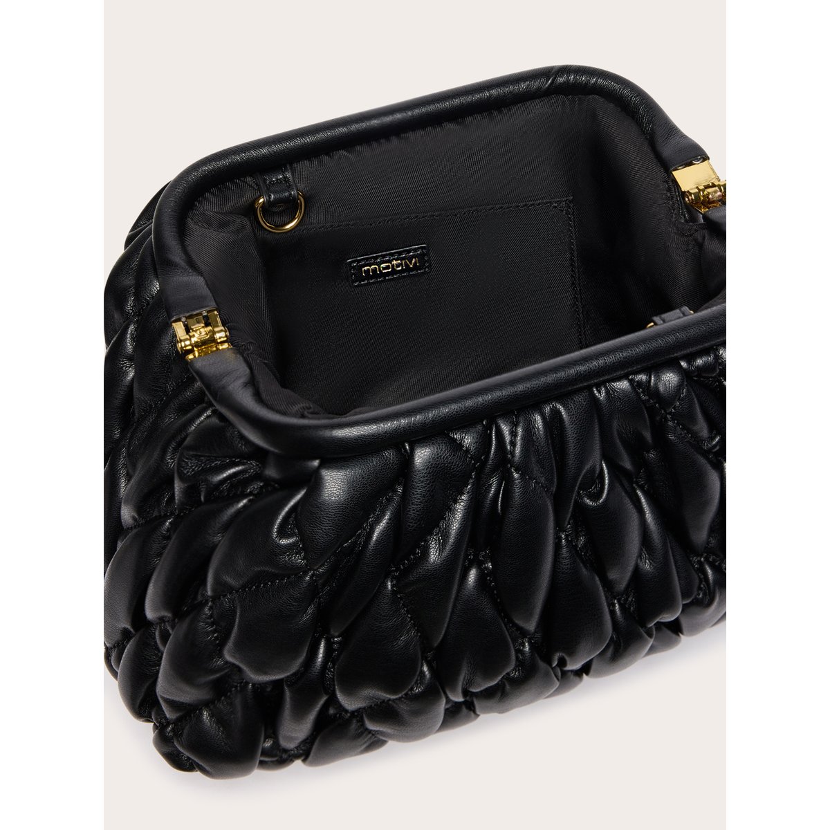 Pochette matelassée avec bandoulière chaîne noir, MOTIVI