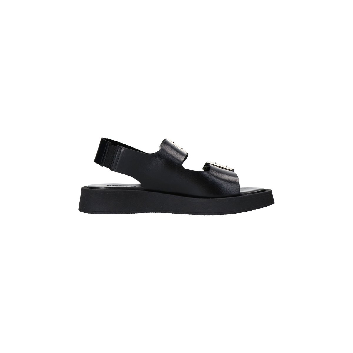 Sandales plateforme en cuir avec boucles noir, SACHA