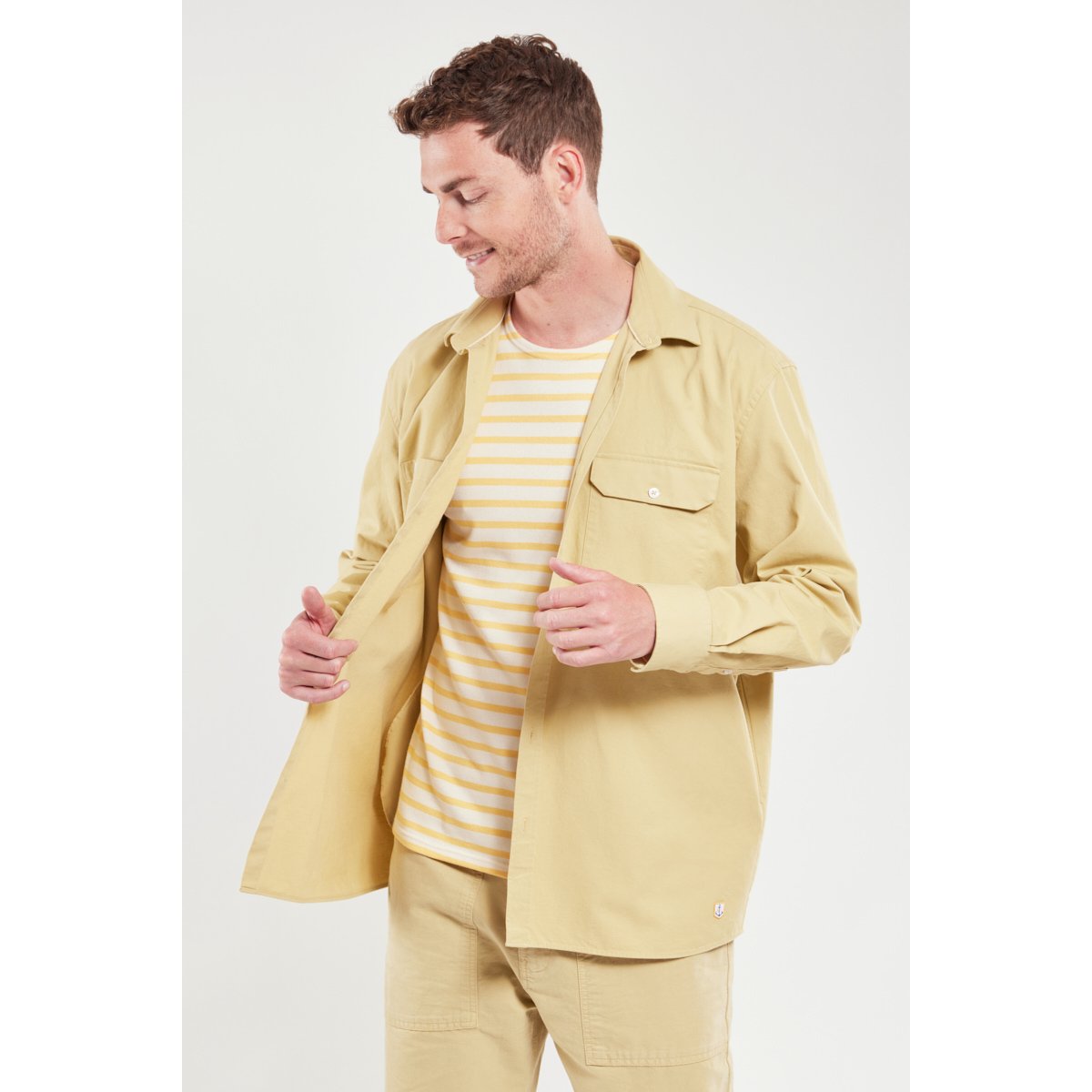 Surchemise en coton pale olive, ARMOR-LUX