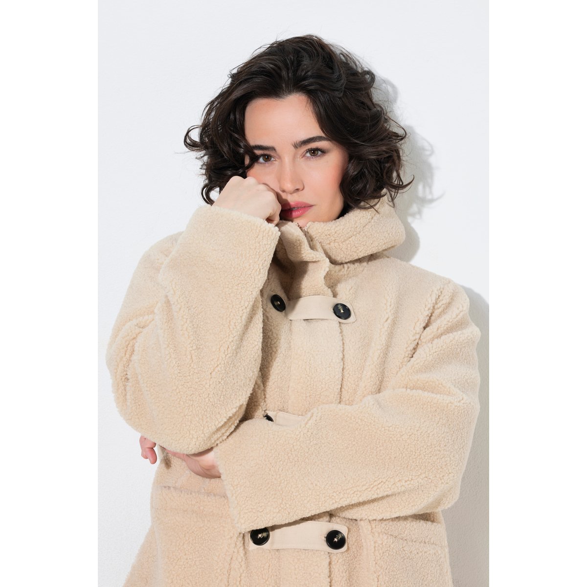 Veste en polaire bouclée, coupe évasée nature, ULLA POPKEN