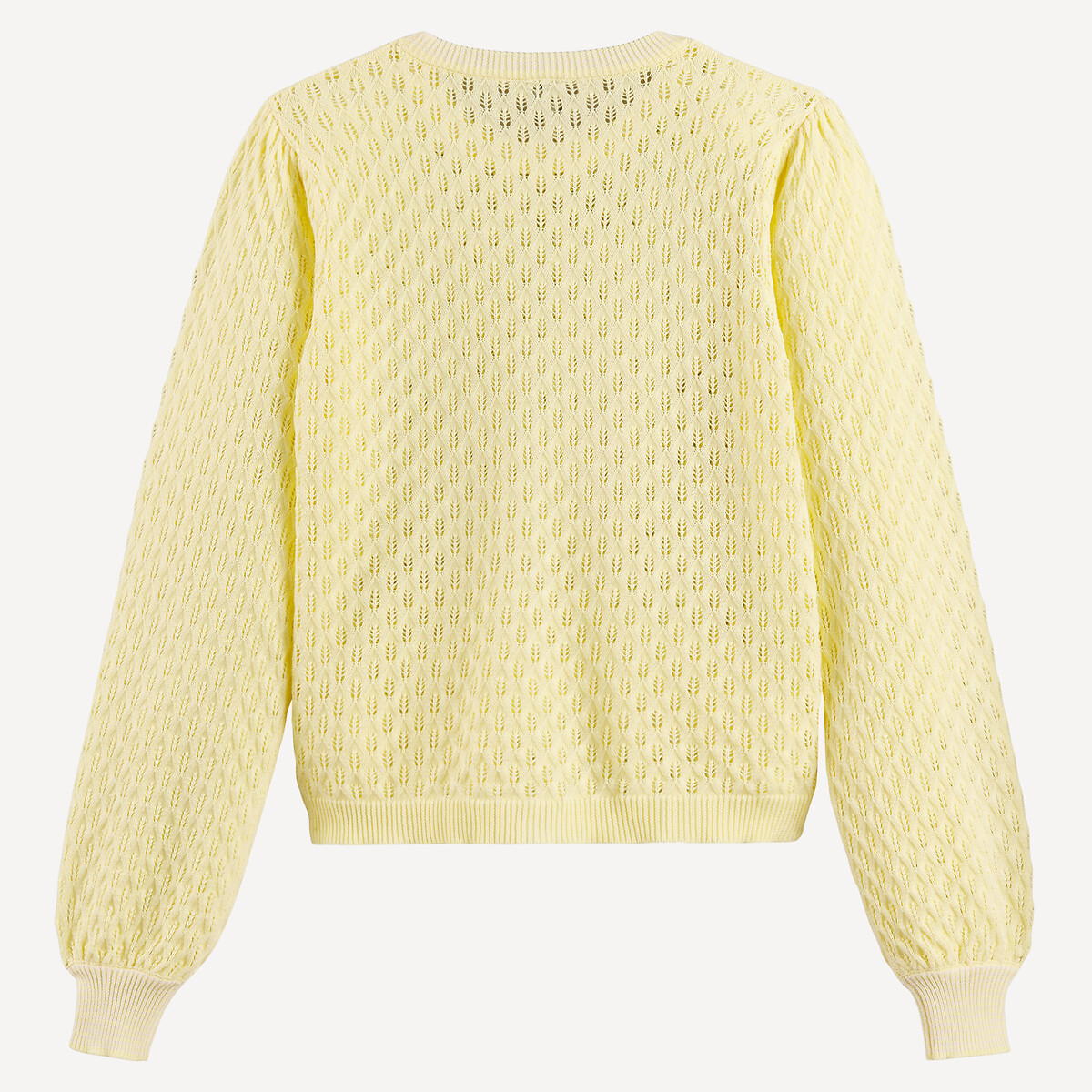 Pull en maille ajouré, col rond rayé jaune, LA REDOUTE COLLECTIONS