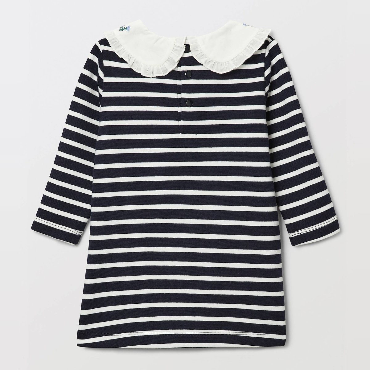 Robe rayée à col brodé ecru, BOUT'CHOU
