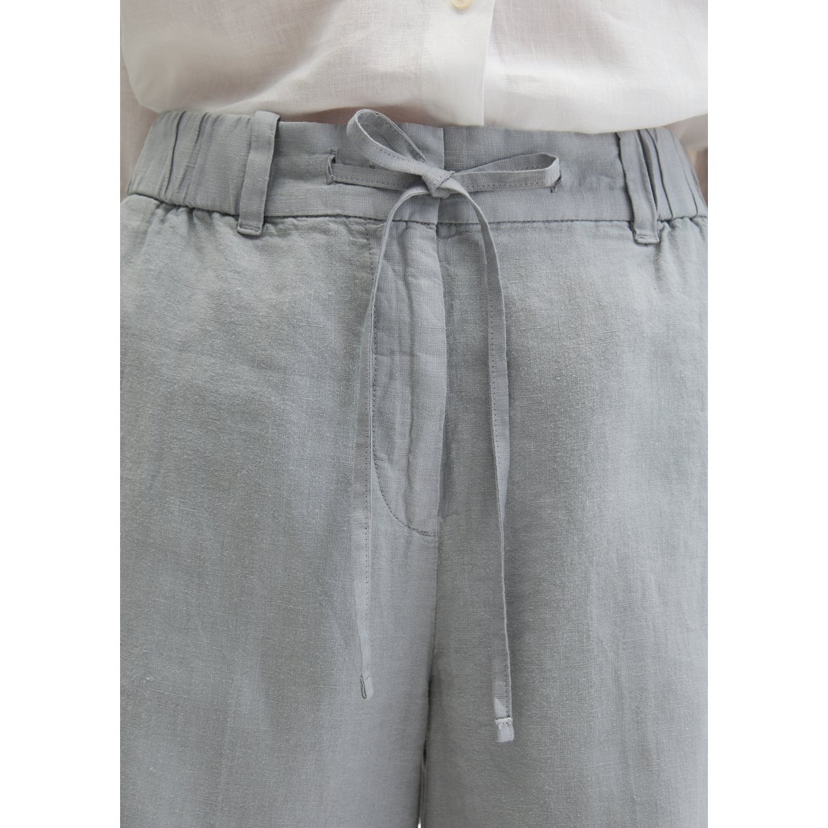 Short en lin relaxed avec ceinture élastique gris, MARC O'POLO