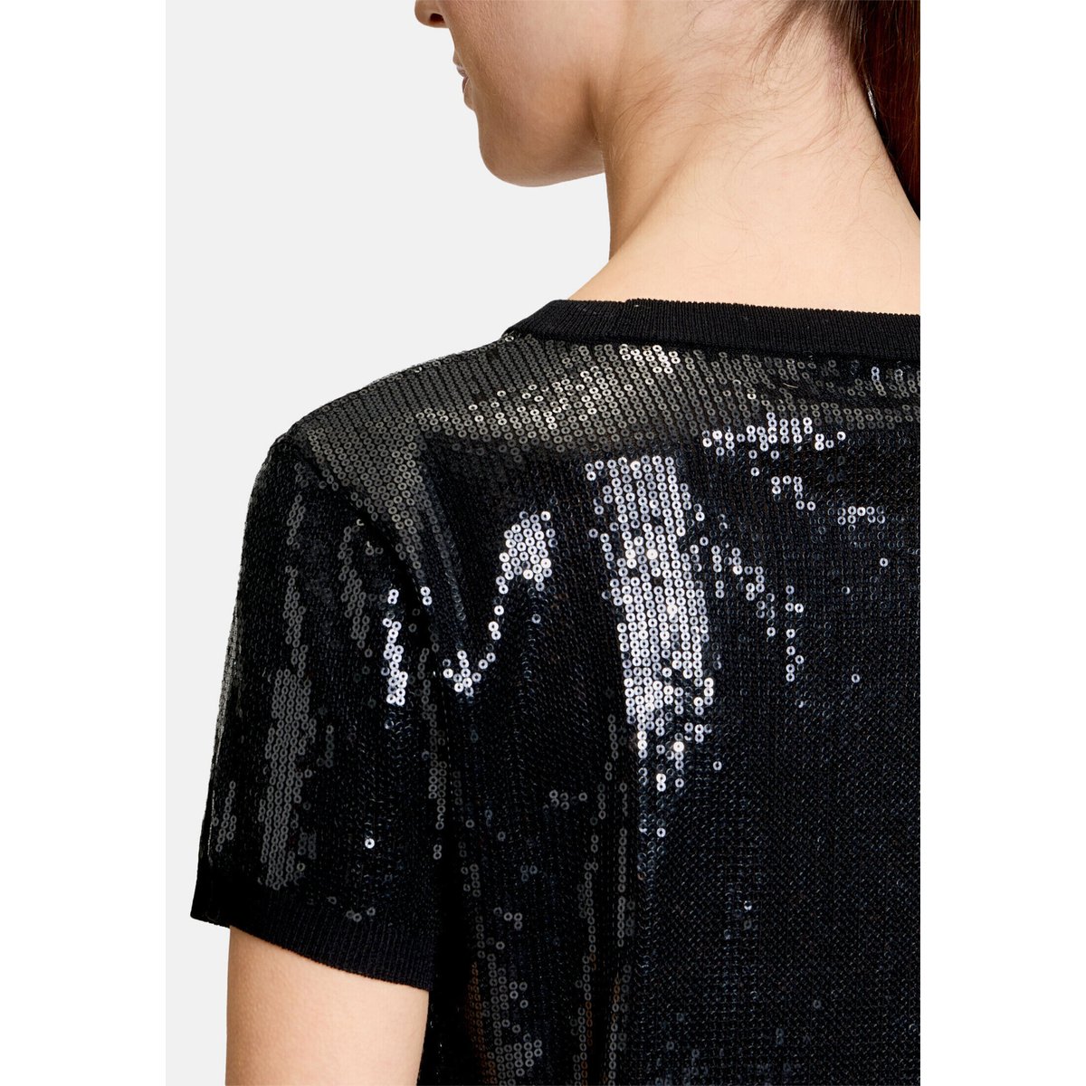 Pull-over en maille basique à encolure ronde noir, VERA MONT