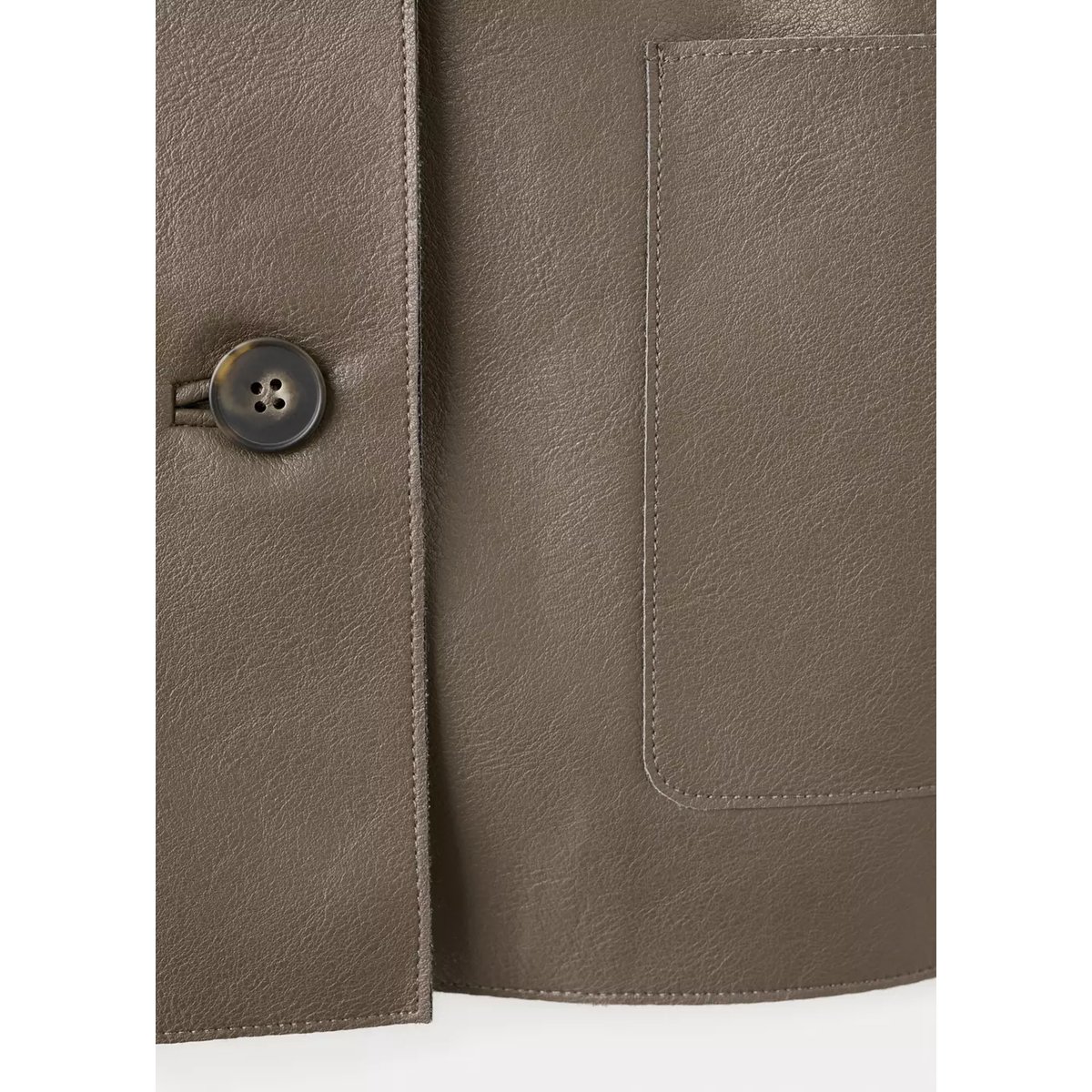 Veste cuir synthétique poches olive, MANGO