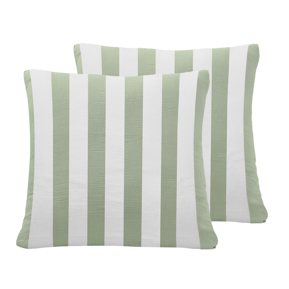 Lot de 2 taies d'oreiller gaze de coton ARTHUR LOFT sauge, SENSEI MAISON