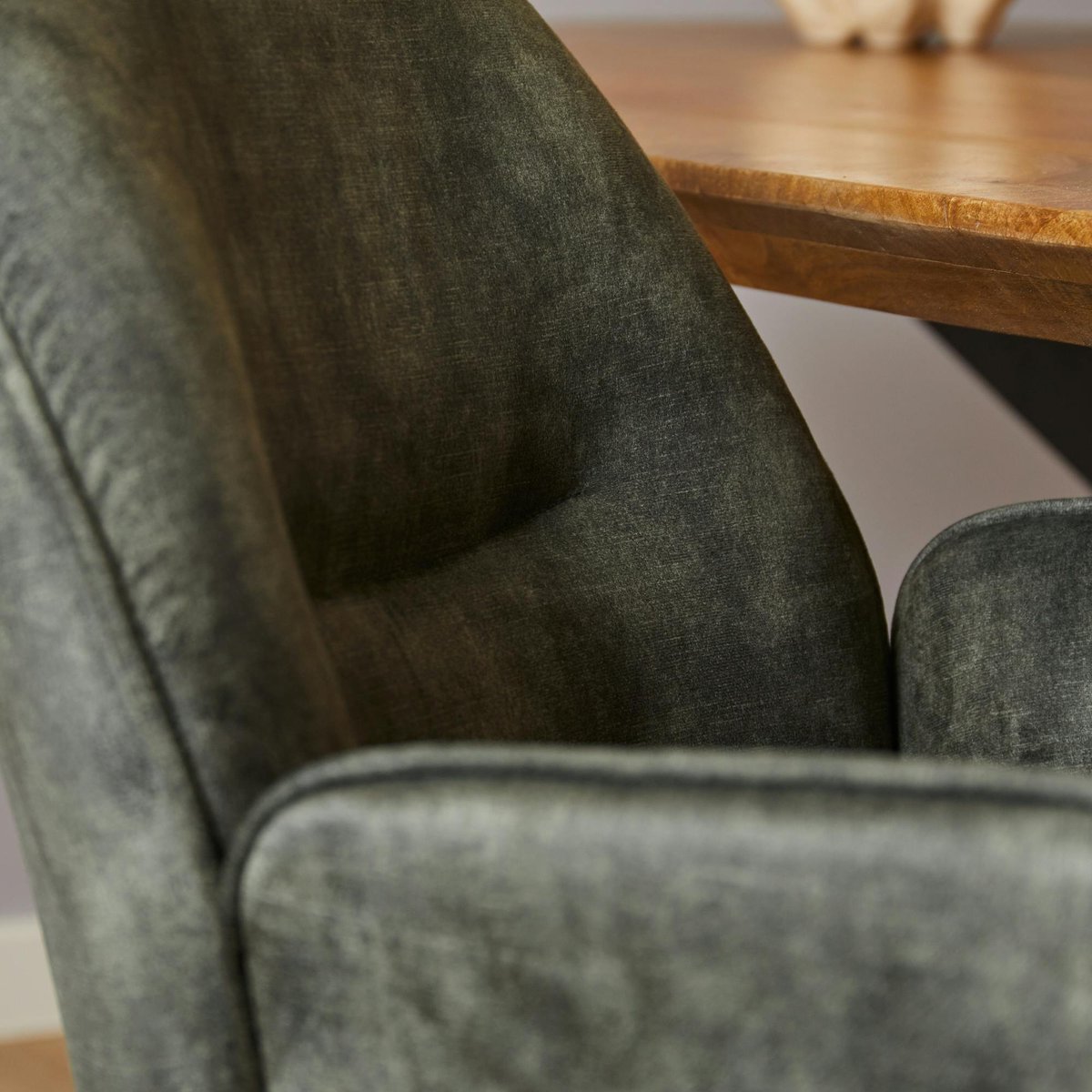 Fauteuil de table moderne en tissu (lot de 2) CORTINA vert, PIER IMPORT