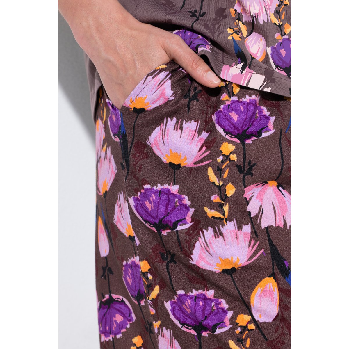 Pyjama 2 pièces, motif à fleurs terre, ULLA POPKEN