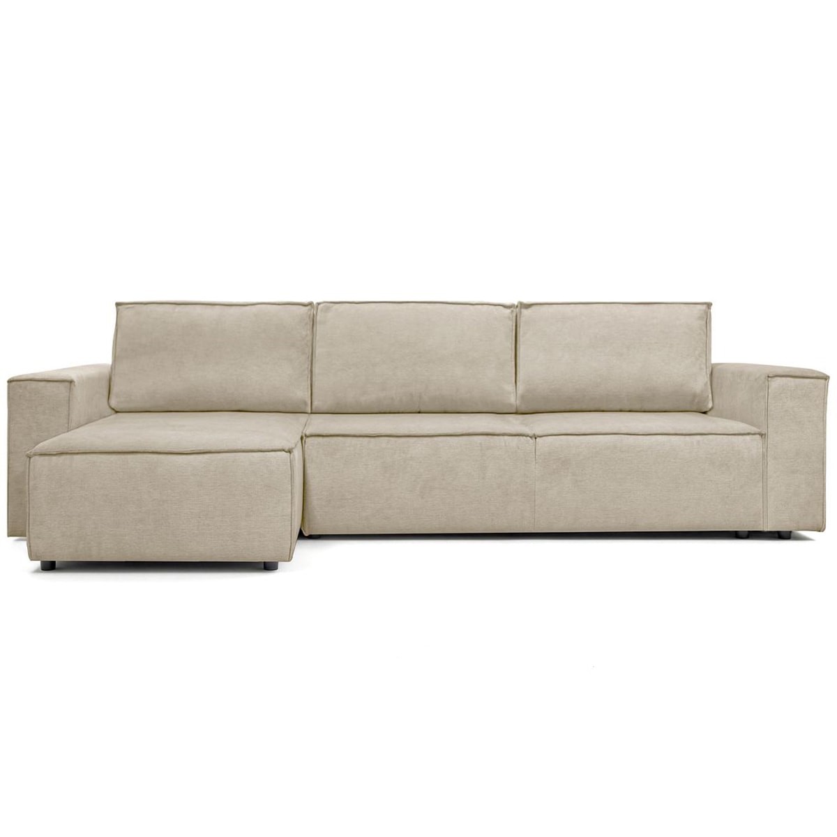 Canapé d'angle convertible 5 places en tissu chenille - HARPER beige foncé, HOMIFAB