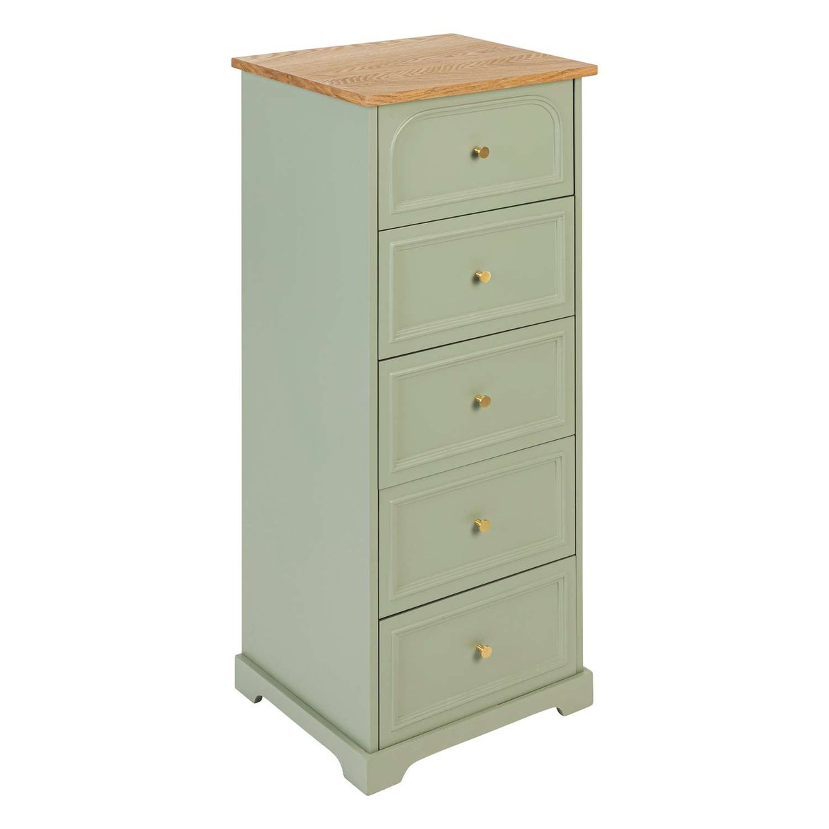Chiffonnier 5 tiroirs en bois MOHEA vert, ATMOSPHERA