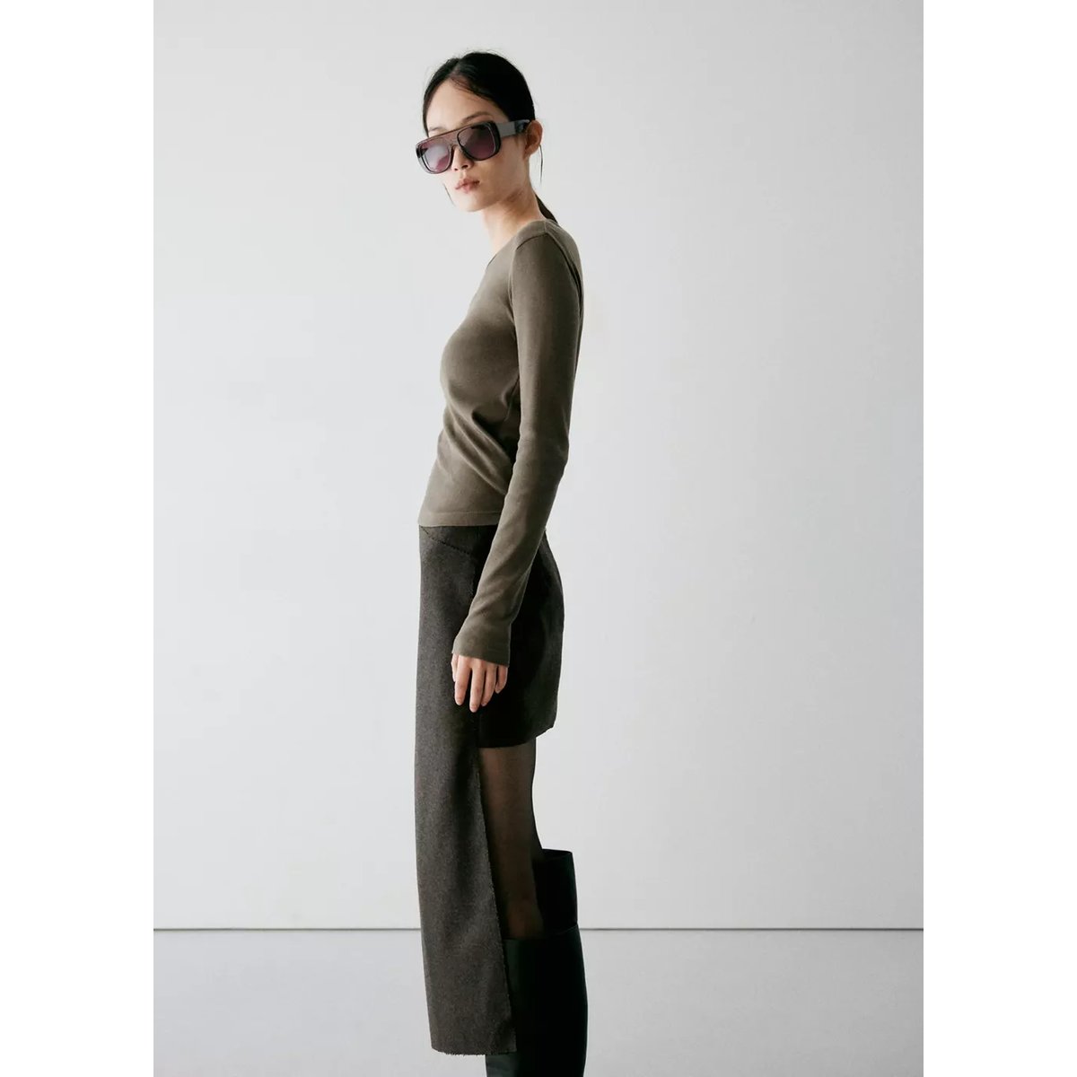 Jupe asymétrique vert, MANGO