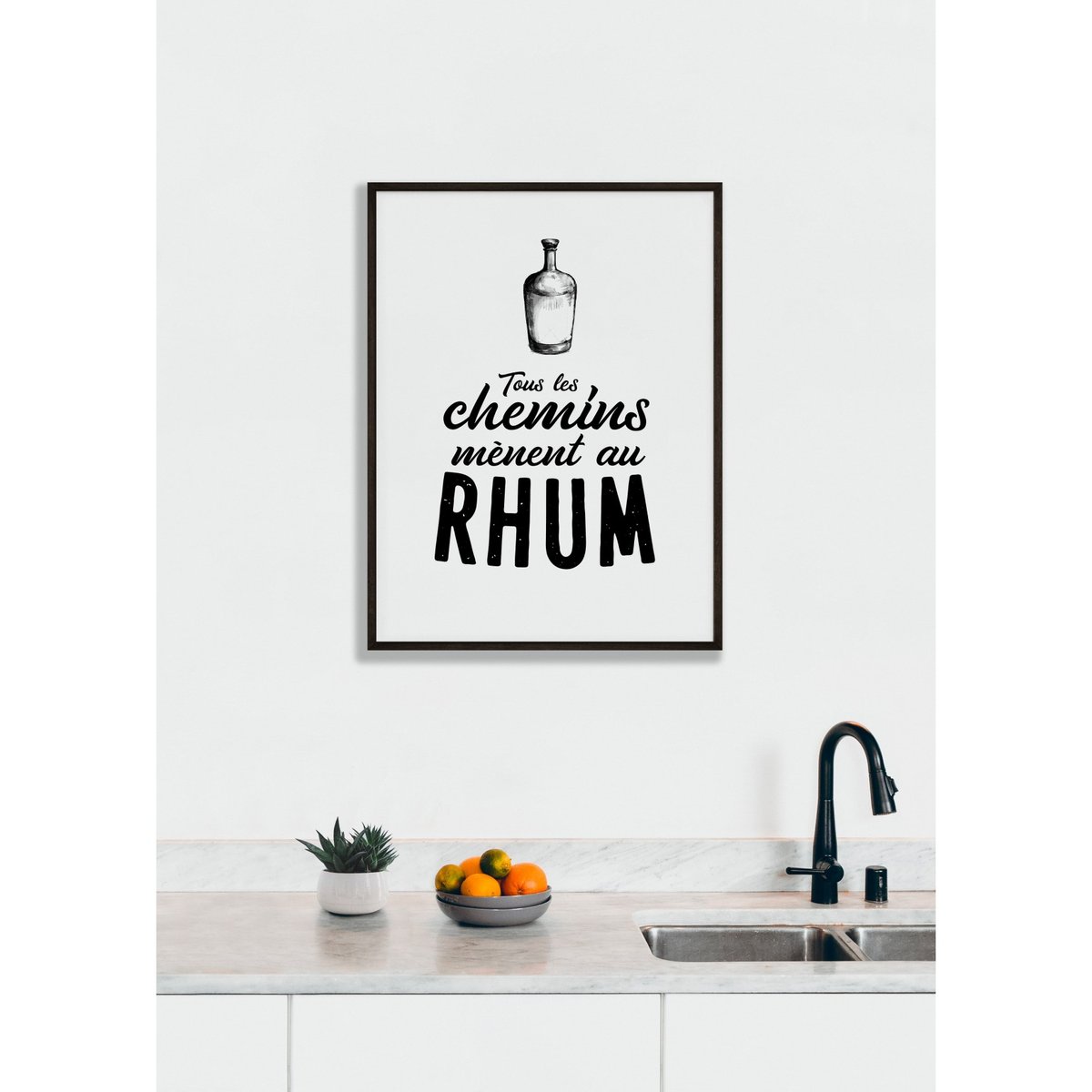 Affiche 'Tous les chemins mènent au rhum' blanc, L'AFFICHERIE