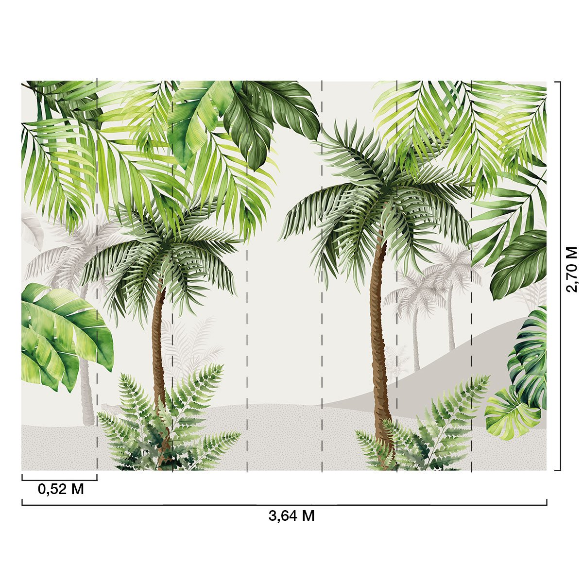Papier peint, simples tropiques vert, HEXOA