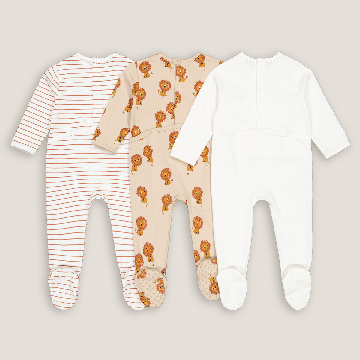 Lot de 3 pyjamas 1 pièce en coto assortis, LA REDOUTE COLLECTIONS