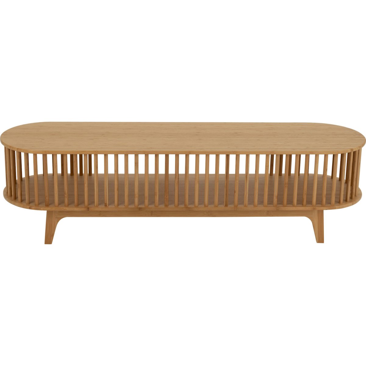 Meuble TV en bambou forme ovale design épuré bambou naturel clair, RECOLLECTION