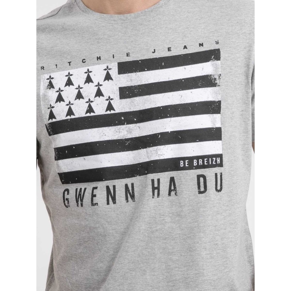 T-shirt Col Rond Pur Coton Nevenou gris, RITCHIE