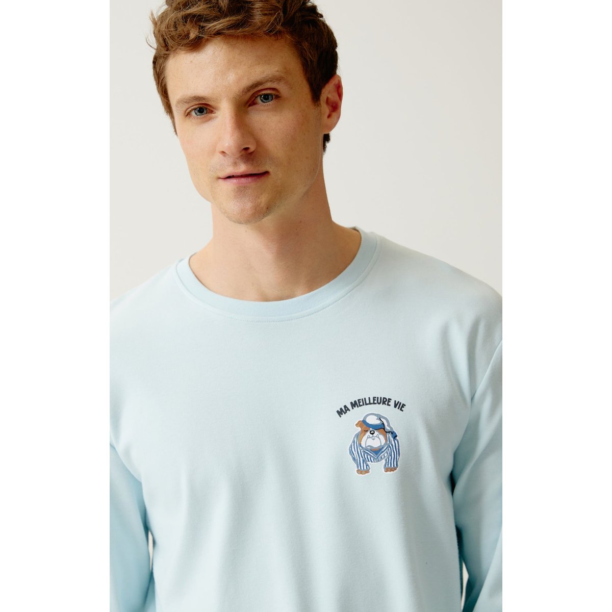 Pyjama en jersey de coton épais imprimé Ma meilleure vie ebony, ARTHUR