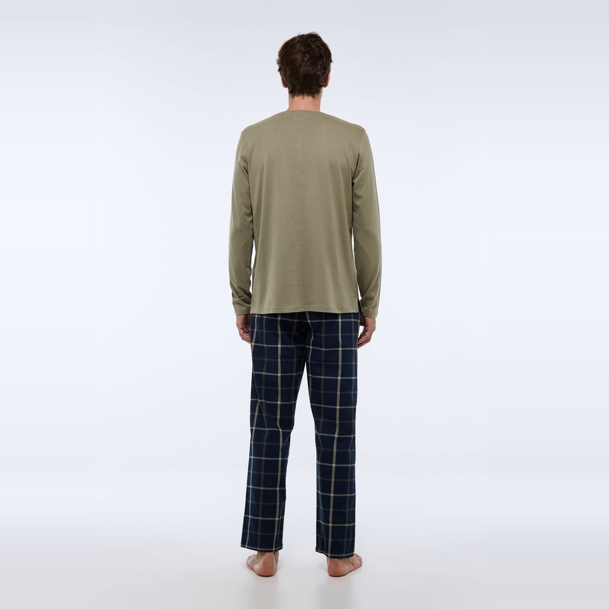Pyjama manches longues en jersey et pantalon en flanelle en coton BIO GOTS. marine, MONOPRIX
