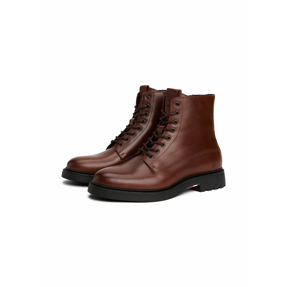 Boots à lacets en cuir marron, TOMMY HILFIGER