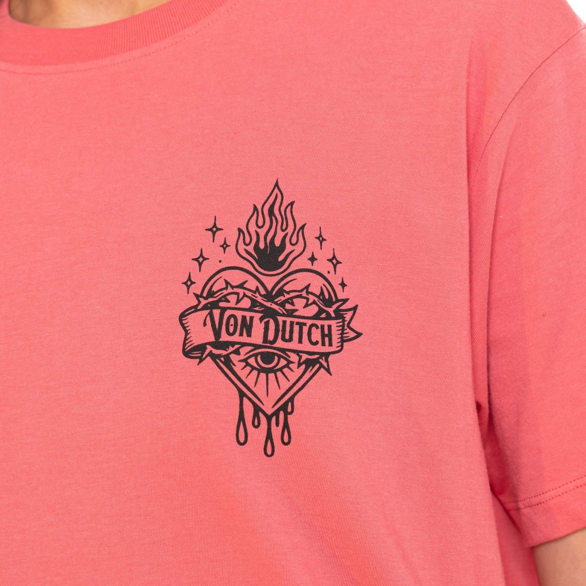 Tee shirt coton HEART rose/noir, VON DUTCH