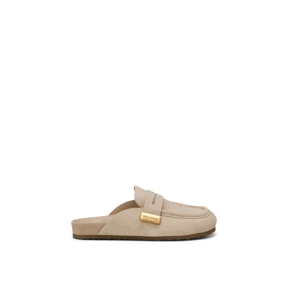 Mule modèle Floria en cuir velours marron clair, MARC O'POLO