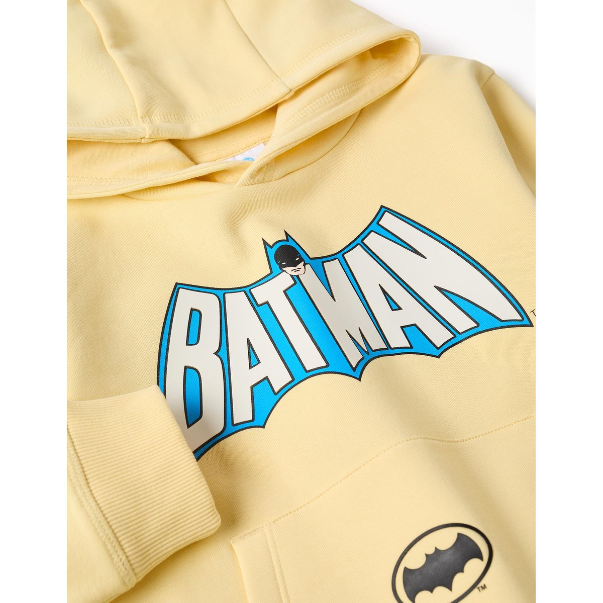 Sweat en coton peigné à capuche avec imprimé Batman jaune, ZIPPY