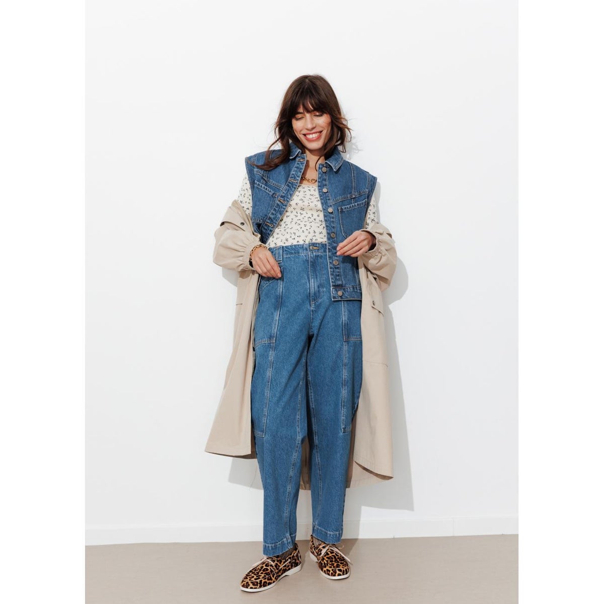 Veste jean sans manches LEONIE jean moyen, PROMOD