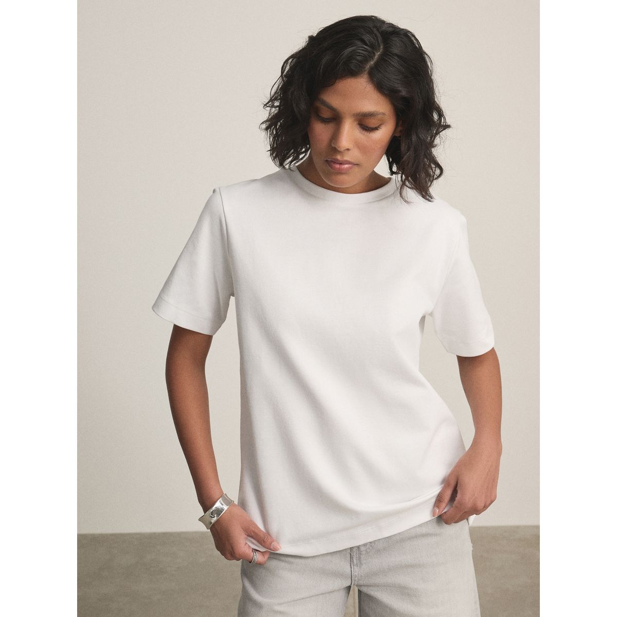 T-shirt ras du cou épais blanc, NEXT