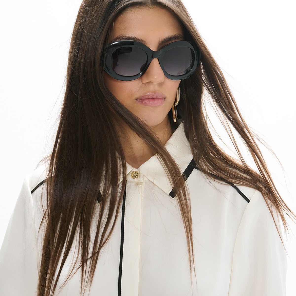 Chemise bicolore manches longues ivoire, LOLA CASADEMUNT