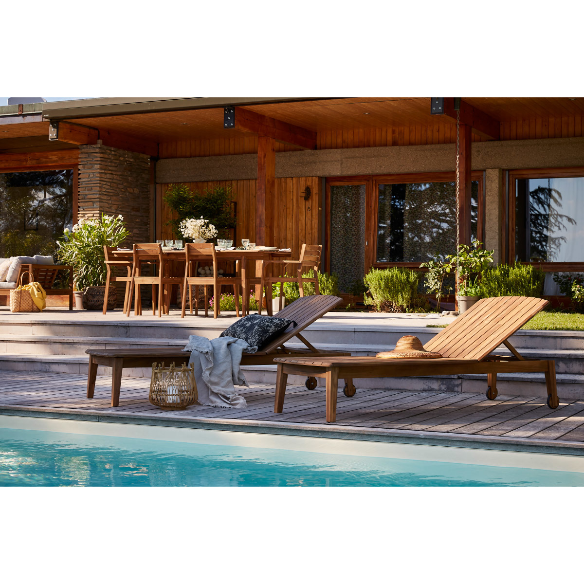 Bain de soleil en bois massif CANOPEE naturel, MILIBOO