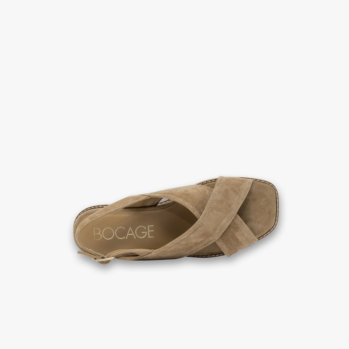 Sandale Plate en cuir GENNY gris taupe, BOCAGE