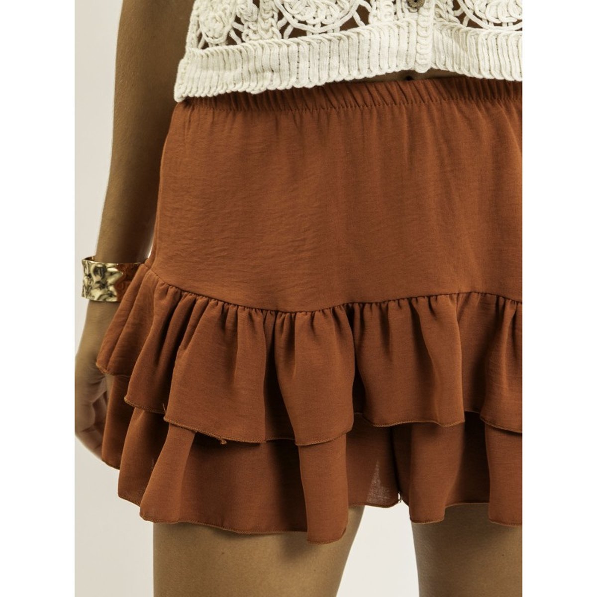 Short à Volants Effet Jupe Xepine rouge brique, DONA LISA
