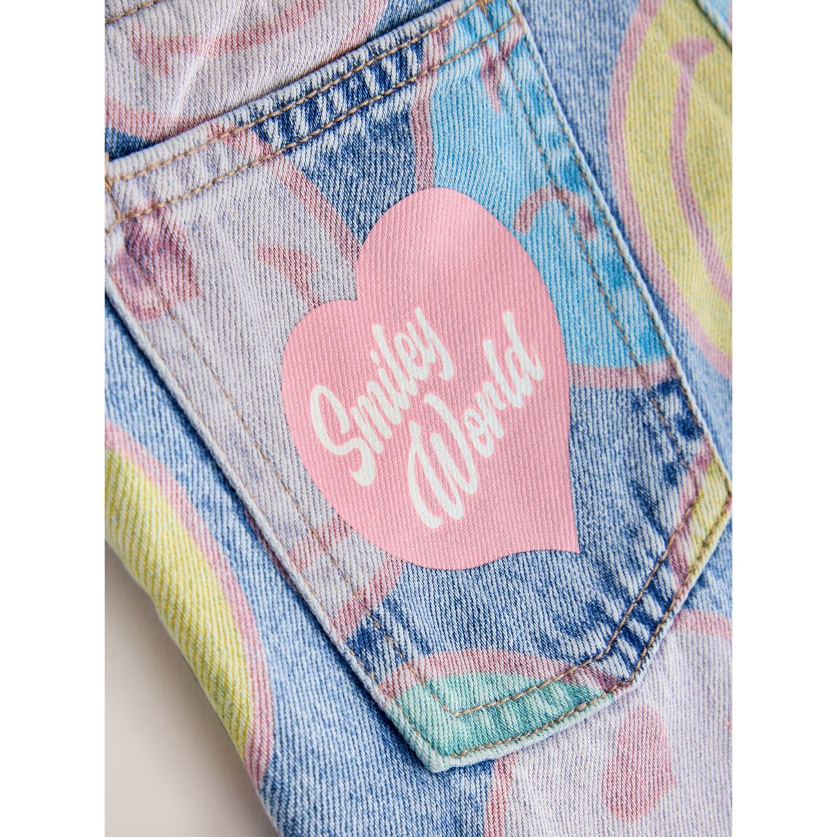 Jean large imprimé smileyworld® bleu moyen, NEXT