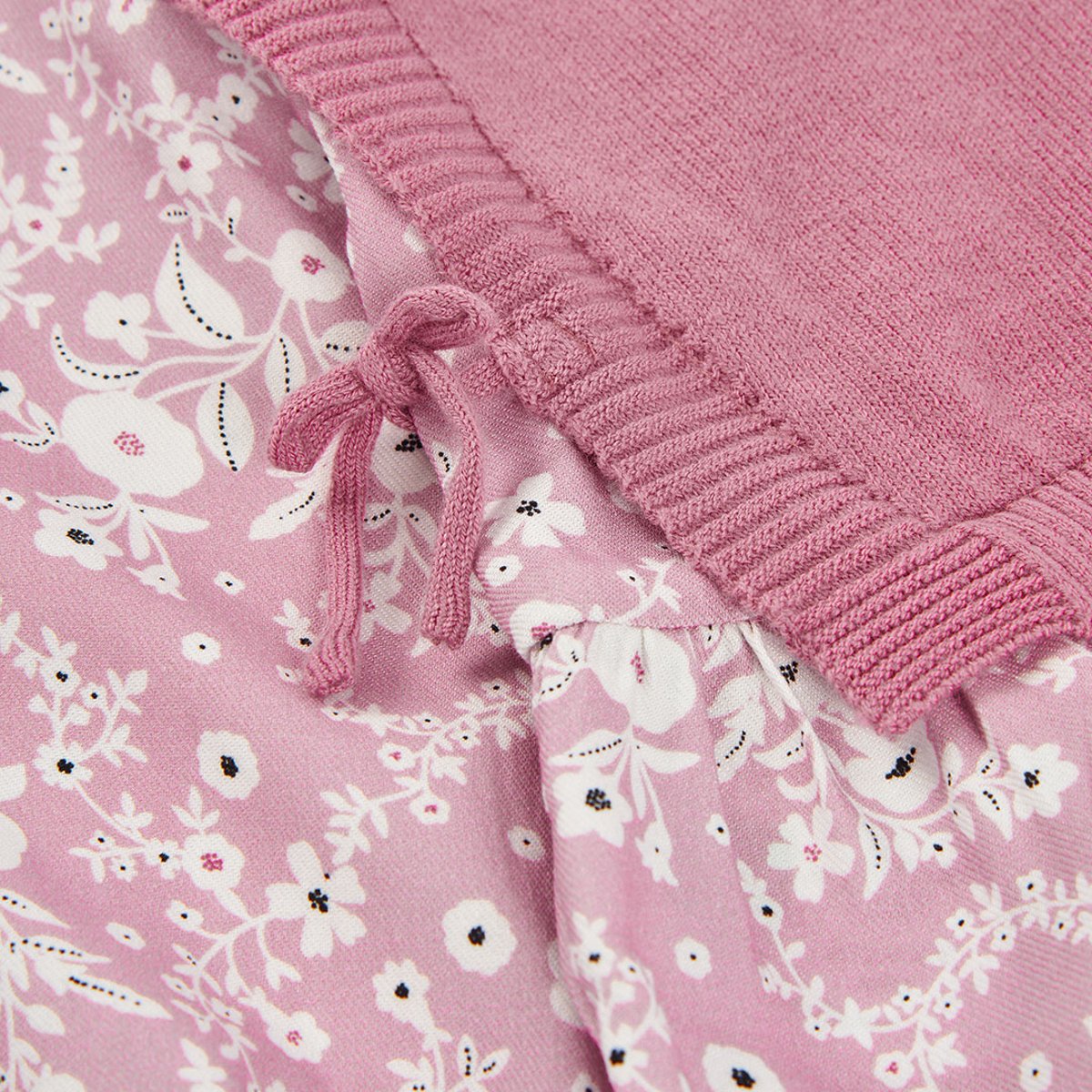 Pull fille combiné imprimé fleurs rose, BOBOLI