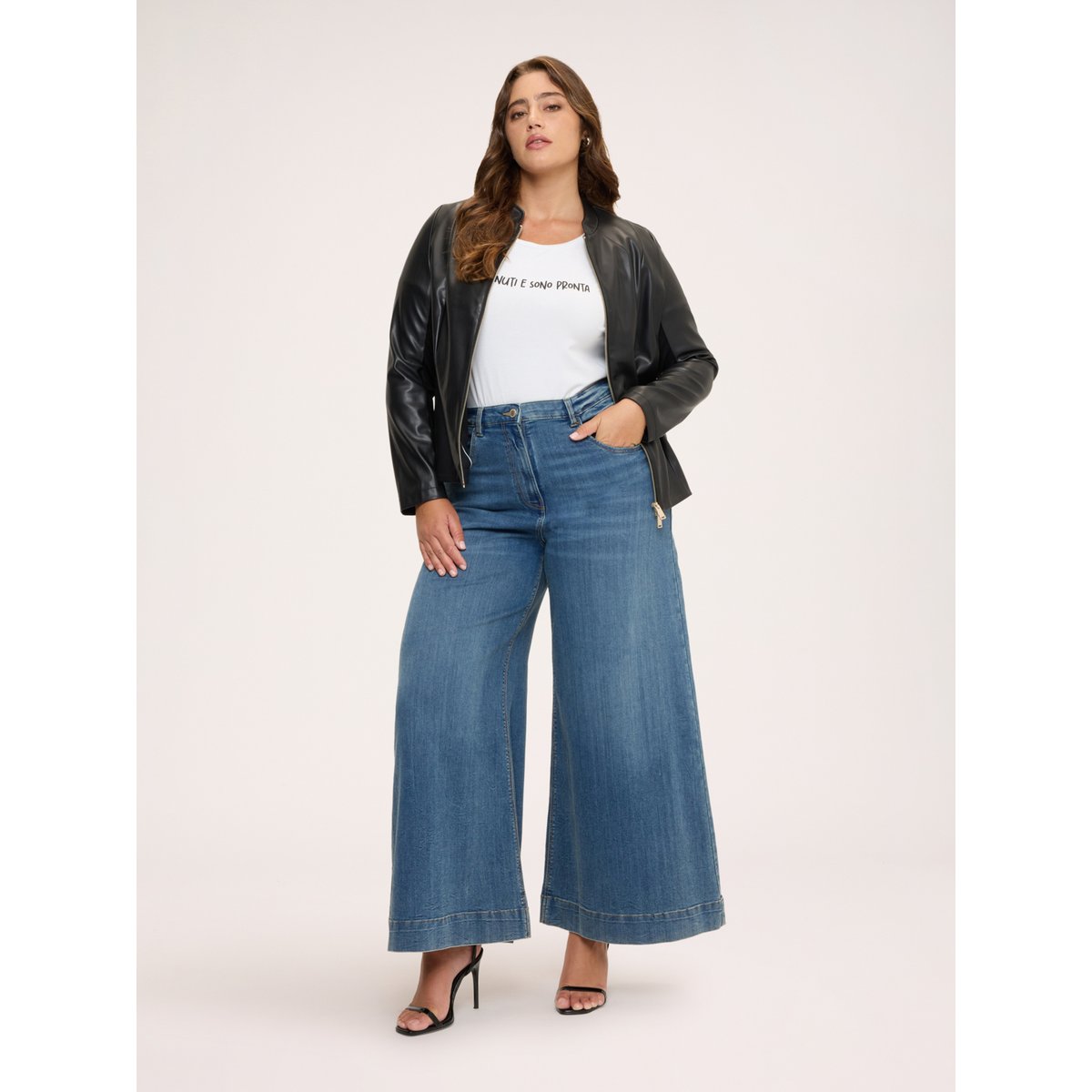 Veste biker avec col mao noir, FIORELLA RUBINO