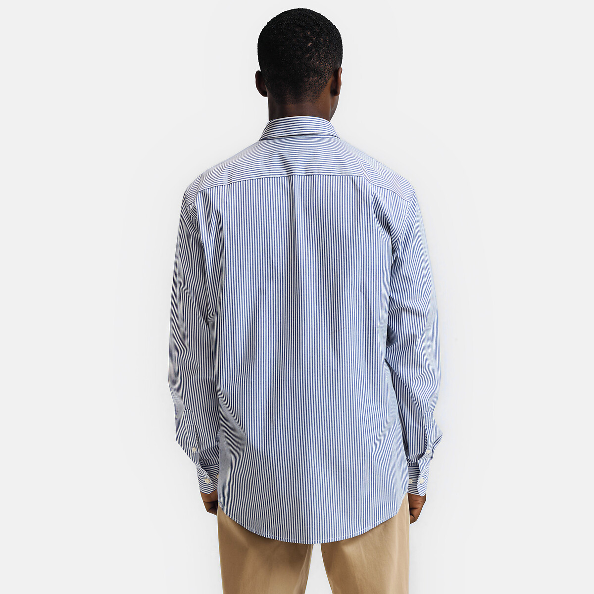 Chemise droite rayée, col américain, manches longues bleu rayé blanc, LA REDOUTE COLLECTIONS