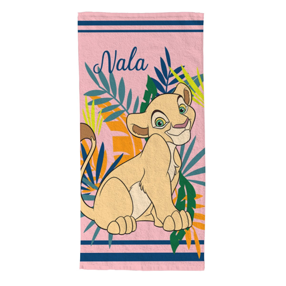 Serviette de plage polyester, ROI LION NALA TROPICAL rose, DISNEY LE ROI LION