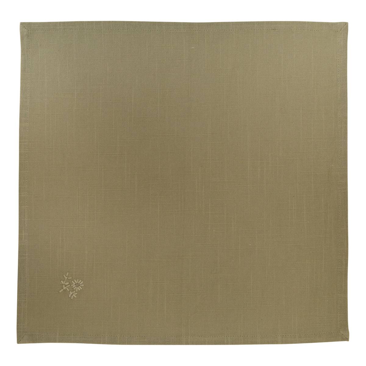Lot de 4 serviettes de table en coton JOY vert kaki, ATMOSPHERA