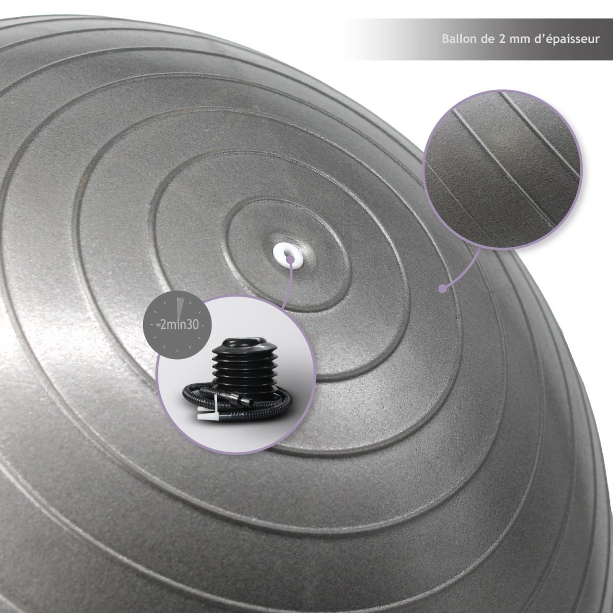 Ballon de yoga gris, VIVEZEN