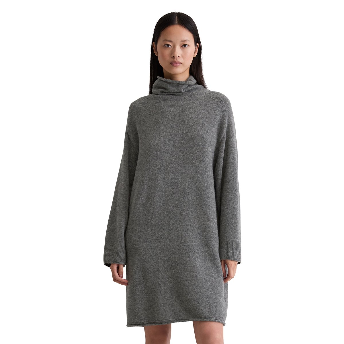 Robe en tricot relaxed en doux mélange de laine mérinos gris foncé, MARC O'POLO