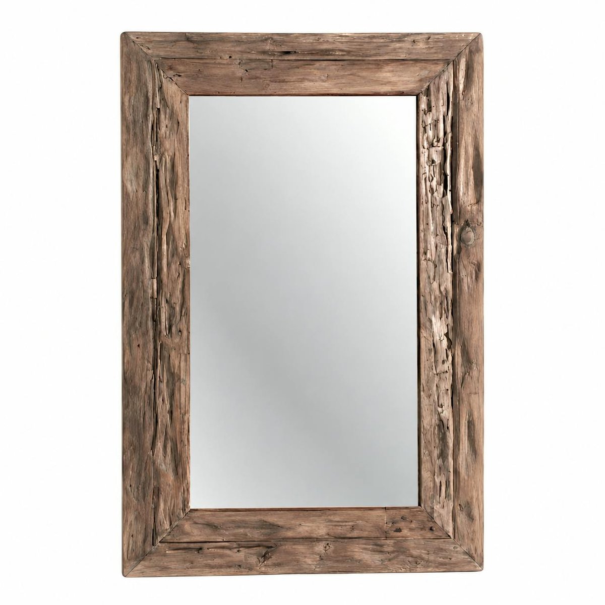 Miroir rectangulaire avec cadre bois recyclé 120 cm DEPOK bois naturel, PIER IMPORT