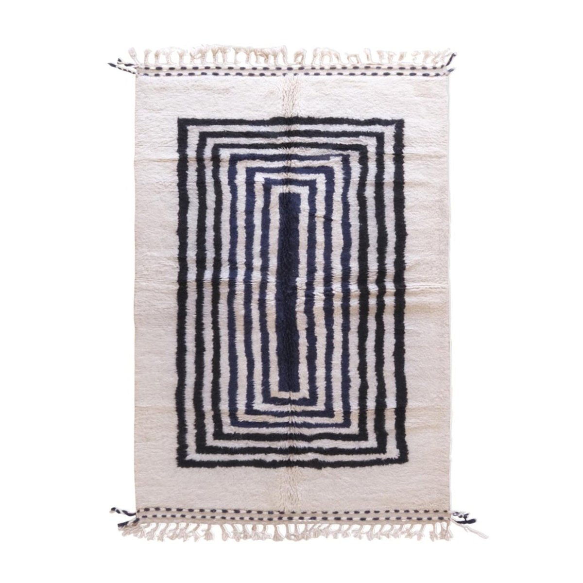 Tapis berbère élégant pour intérieur moderne en laine 175 x 268 cm noir intense, AFK LIVING
